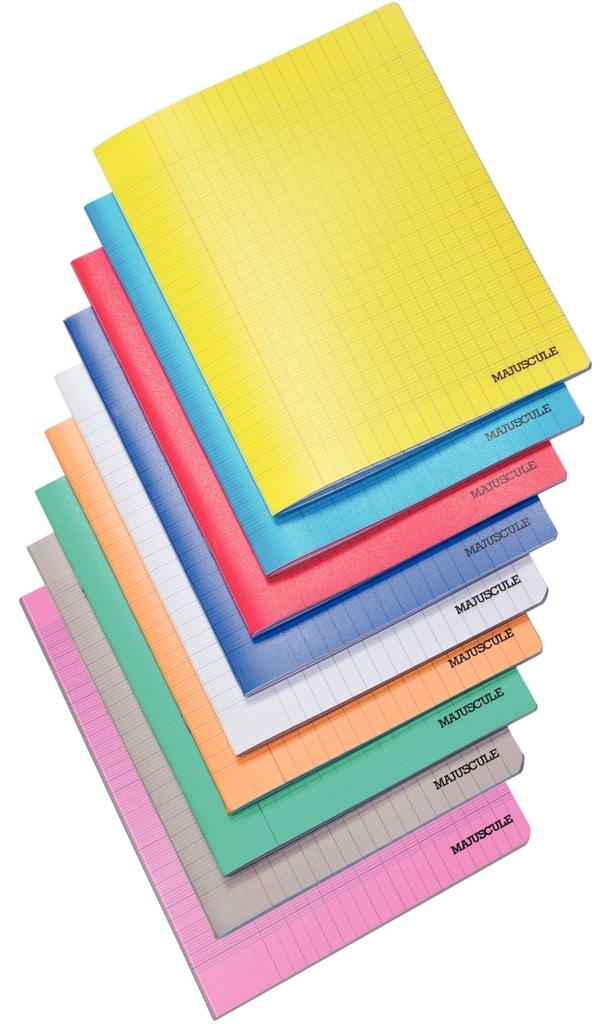 brad 05 - Cahier A4 plastique SEYES 96 pages (incolore, gris, rouge, bleu, orange)